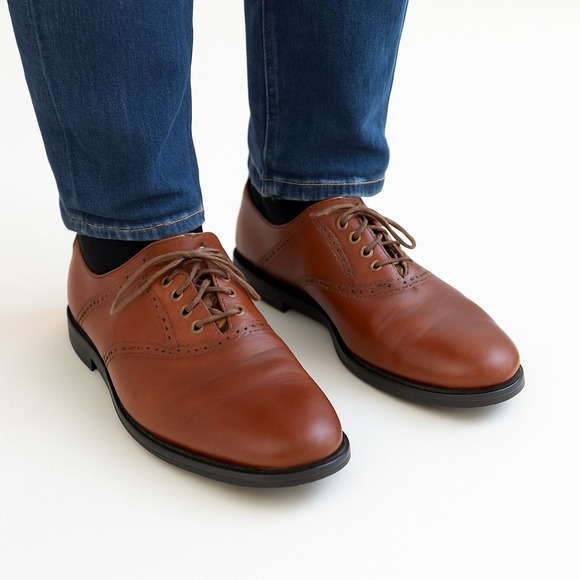 Johnston & Murphy Other - Johnson & Murphy Leather Oxford Dress Shoes Wingtip Lace Up Brown Classic size 8